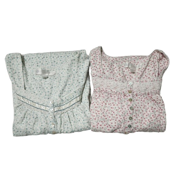 Lot of 2 Eileen West Womens Cotton Long Nightgowns Pink Blue Floral Size M - Picture 1 of 16